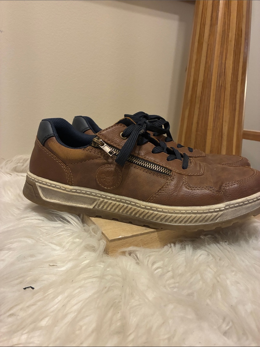 Reker Men's Brown Leather Casual Sneakers